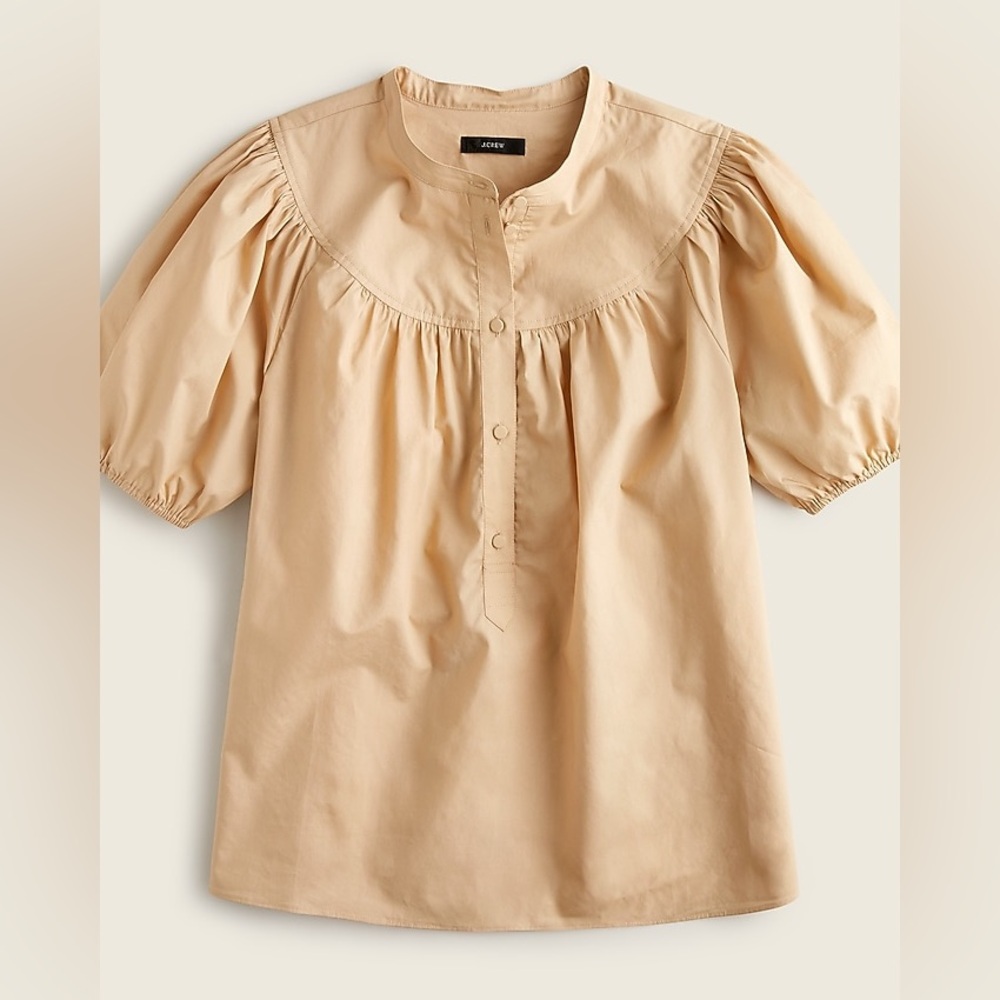 J. Crew Puff-sleeve cotton poplin popover top - Picture 2 of 7